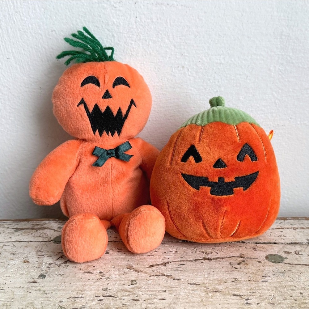 Squishmallows Pumpkin & Jack-O-Lantern Plush Halloween Set Orange 2pc